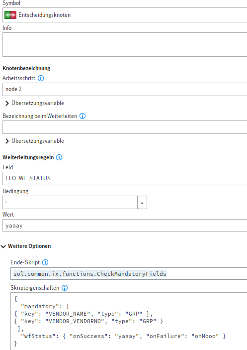 Entscheidungsknoten Konfiguration